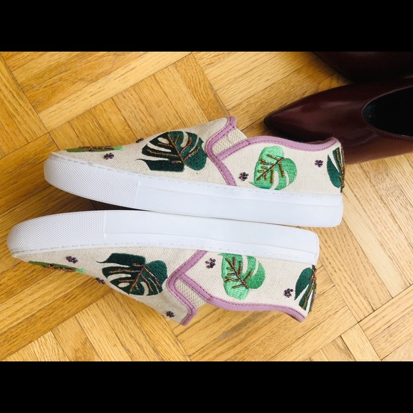 Charles Keith Palm Tree Embroidery Loafers Shoes - Picture 2 of 4